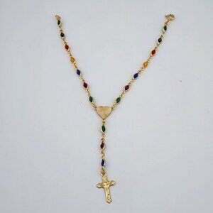 Brand New Brazilian 18k Gold Filled Heart Cross Bracelet